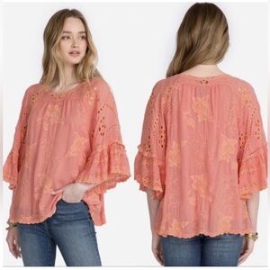 EUC Johnny Was Roman Ruffle Boho Flowy Blouse, size M